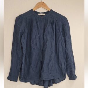 Indi & Cold San Sebastian Blue Long Sleeve Blouse Quiet Luxury Size S Womens